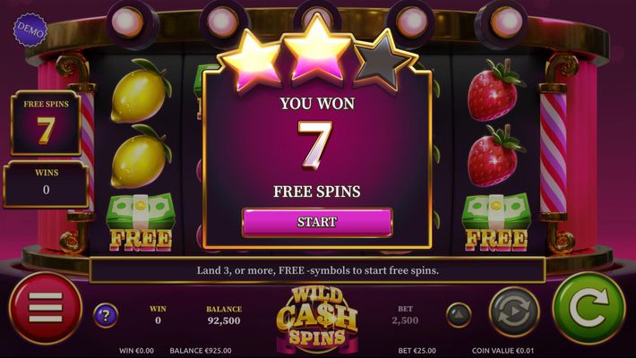 7 Free Spins Awarded