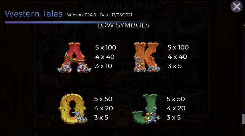 Paytable - Low Value Symbols